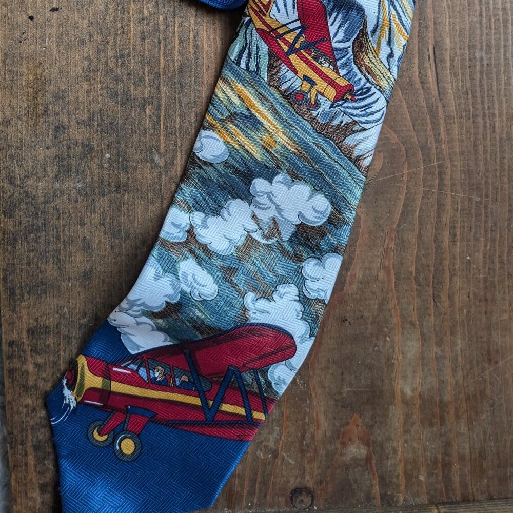Beans McGee Men's Necktie Tie Polyester Planes Flight Over Mt. McKinley